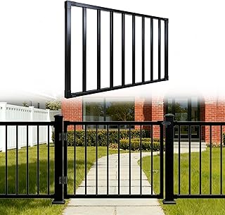 Deck Fence Gate Kit (36" Height X 48" Width) – Entry Way Metal Gate Black Powder Coated DIY Fence Gate for Residential Deck, Patio, Yard & Garden – Includes Hinges and Latch