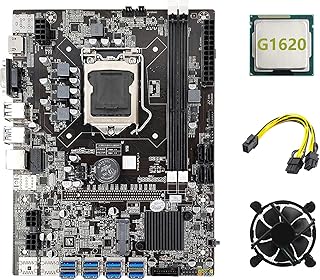 YANHUNING B75 ETH Mining Motherboard 8XPCIE to USB+G1620 CPU+Cooling Fan+6Pin to Dual 8Pin Cable LGA1155 B75 BTC Miner Motherboard