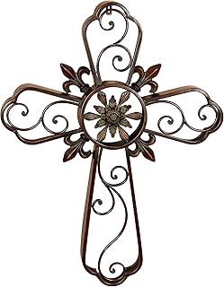 Deco 79 Metal Cross Home Wall Decor Scroll Wall Sculpture, Wall Art 23