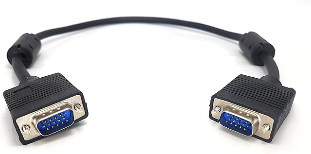 MainCore 50cm Long (15pin) VGA/SVGA to VGA/SVGA Male to Male Cable Lead for Monitors, Projectors, PC, Laptops, HDTVs, Cash Register.etc (Available in 0.50m, 1m, 2m, 3m, 5m, 7m, 10m, 15m) (0.50m)