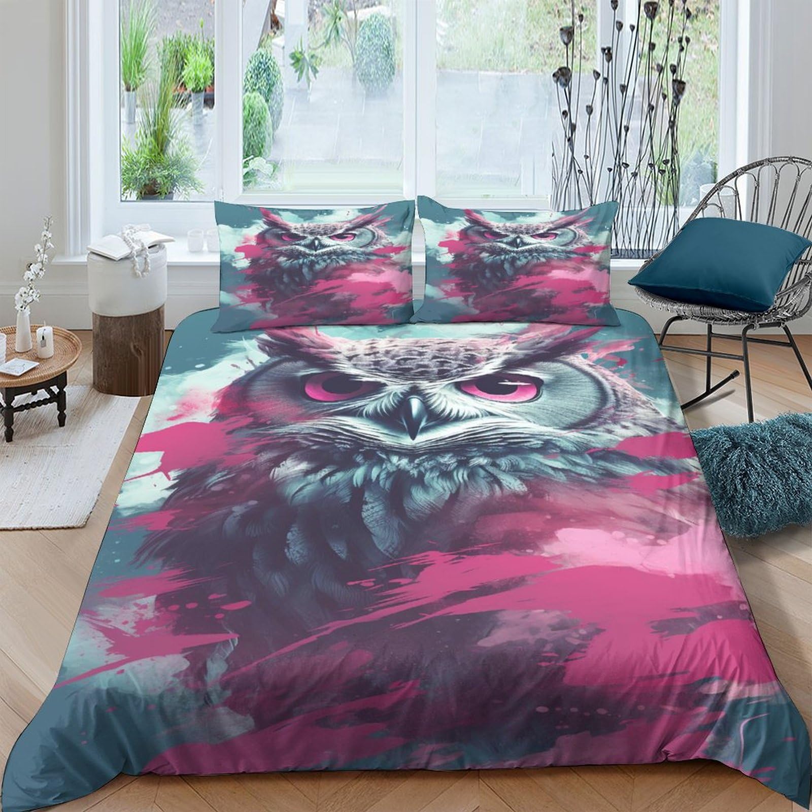 Housses de couettes 3D animaux avec fermeture à glissière en microfibre douce King