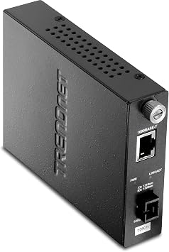 TRENDnet Intelligent 1000Base-T to 1000Base-LX Dual Wavelength Single Mode SC Fiber Media Converter 10km/6.2miles Fiber to Ethernet Converter, Fiber Port, RJ-45, Lifetime Protection, TFC-1000S10D3