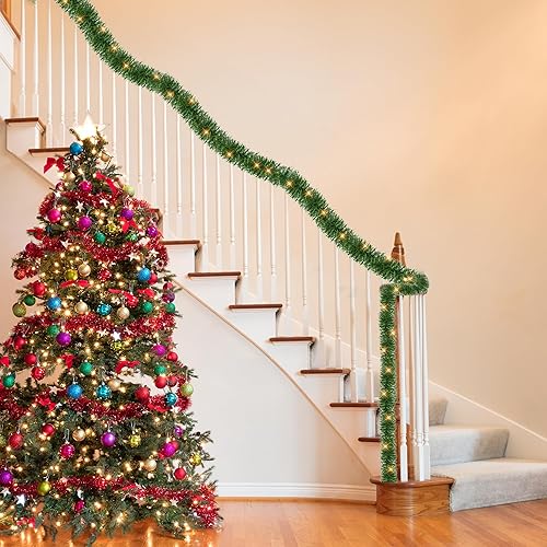 Miniatura 3 de Dazzle Bright Guirnalda verde de Navidad preiluminada de 50 pies, 150 luces LED iluminadas, guirnaldas de pino artificial, para decoración de