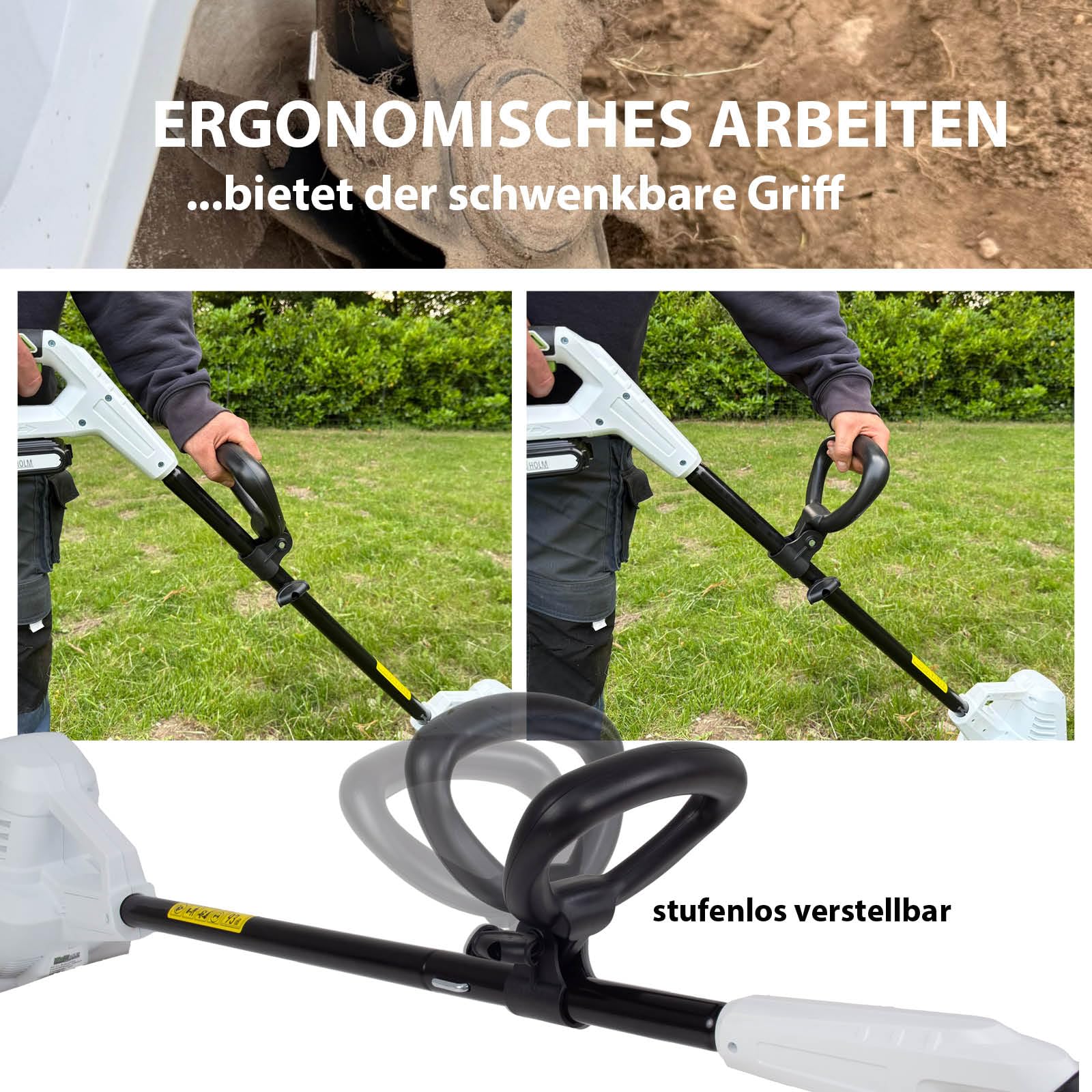TRUTZHOLM Akku Bodenhacke 20V/2.0Ah mit Akku und Ladegerät 19 cm Arbeitsbreite 24 Klingen 15,5 cm Arbeitstiefe Motorhacke Bodenfräse Gartenfräse Kultivator für Beet und Garten