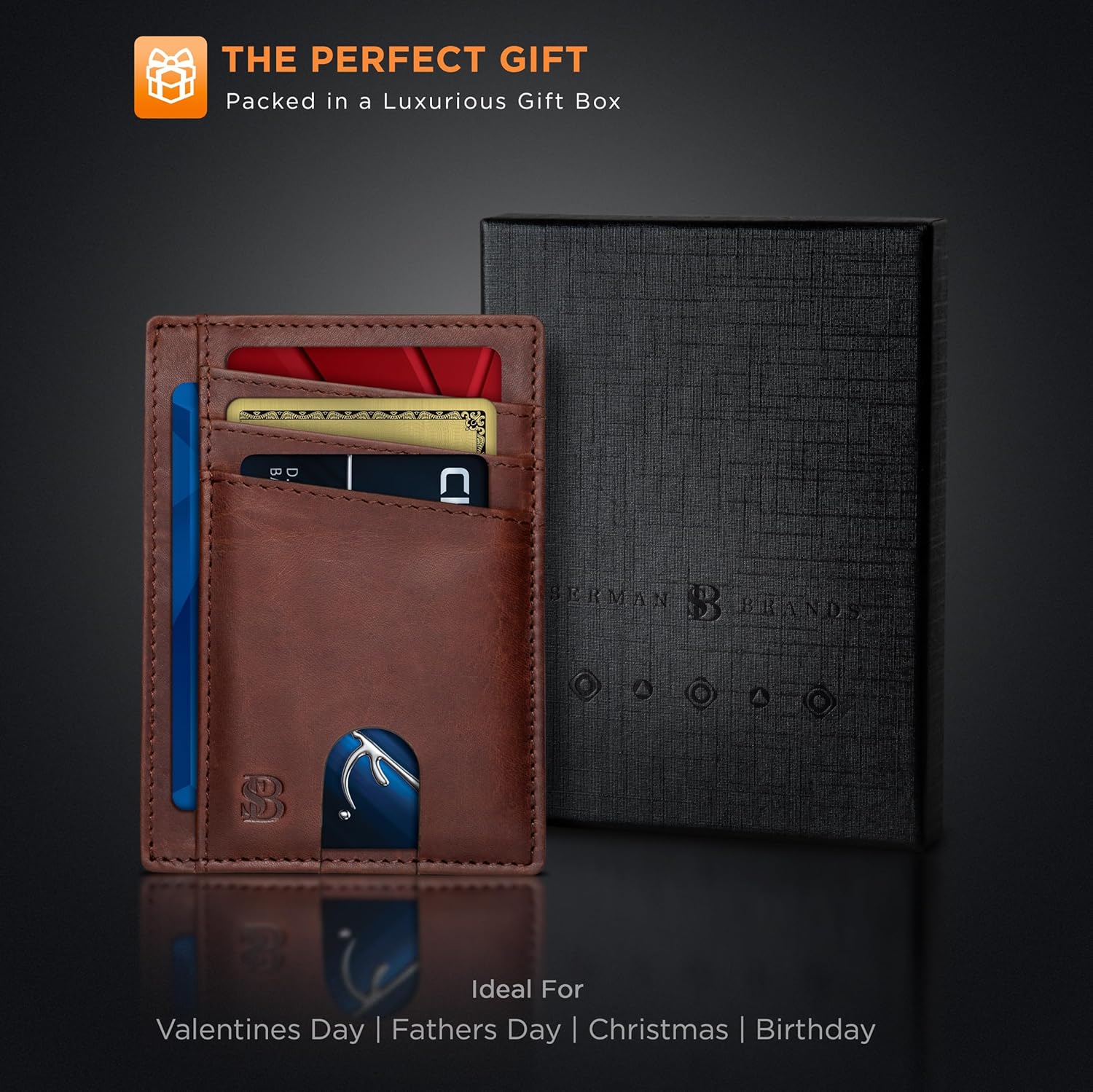 SERMAN BRANDS RFID Blocking Slim Minimalist Mens Front Pocket Wallet. Thin Card Holder. Full Grain Leather Wallets for Men - Image 7