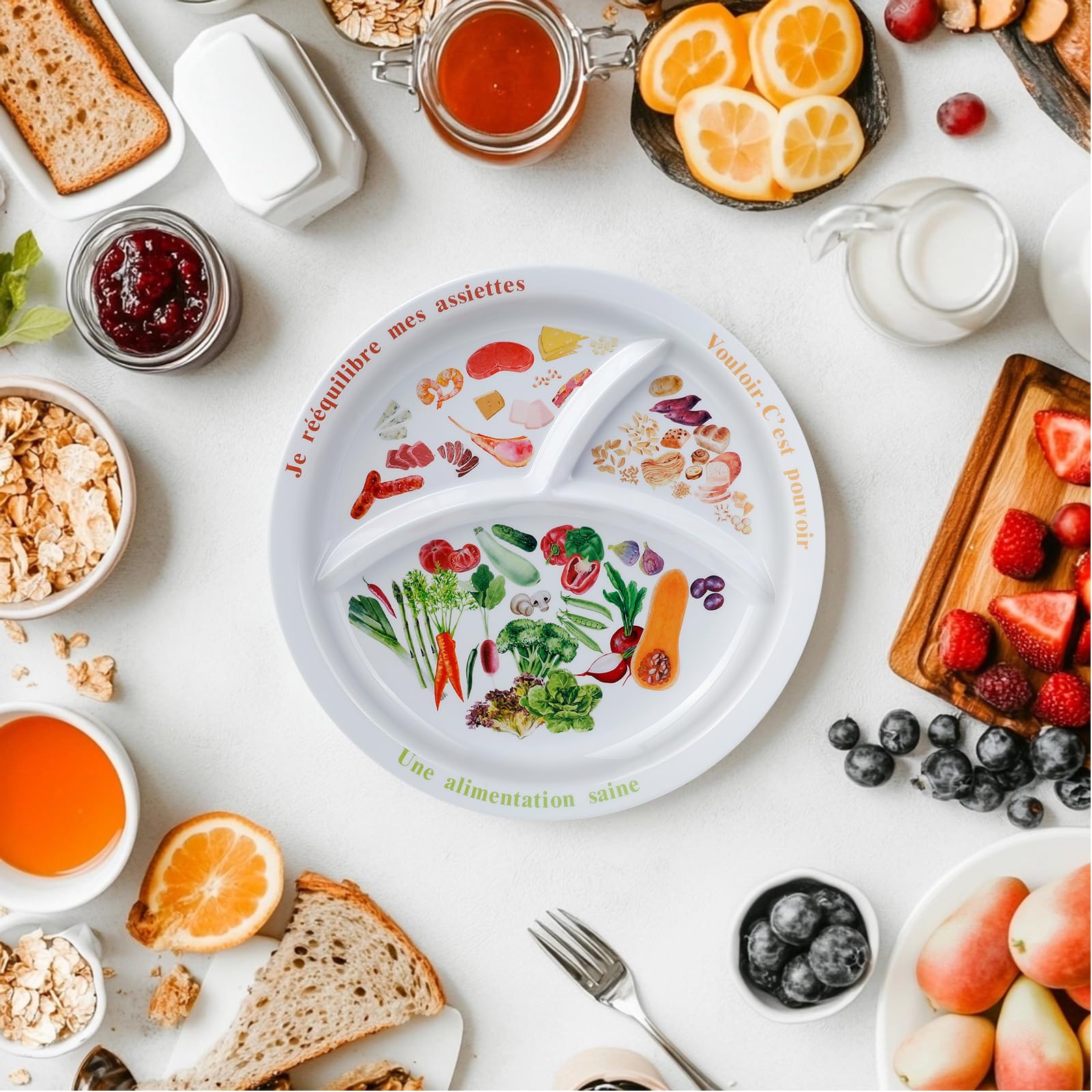 Piatti macro dietetici per dieta bariatrica, perdita di peso e cibo equilibrato piatto dietetico per adulti - controllo sano delle porzioni(francese)-2