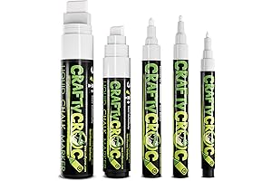 White Liquid Chalk Markers for Blackboard and Windows - Includes Jumbo Fine Tip Pens