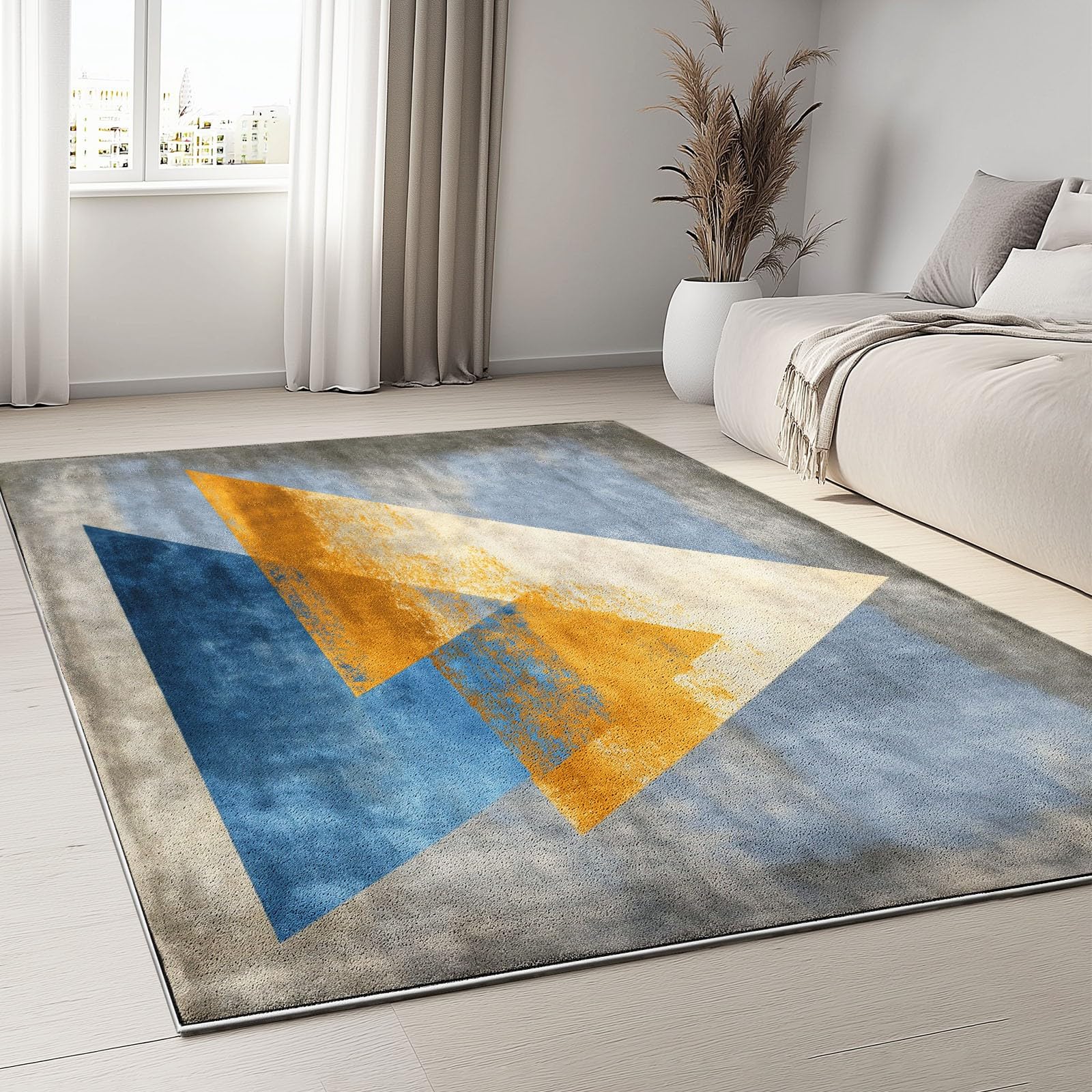 Abstrakcyjny geometryczny trójkąt dywan Antypoślizgowe dywaniki 140 x 200 cm, Shabby Chic Prostokątne miękkie dywaniki do salonu, dekoracja domu Dywan można prać w pralce