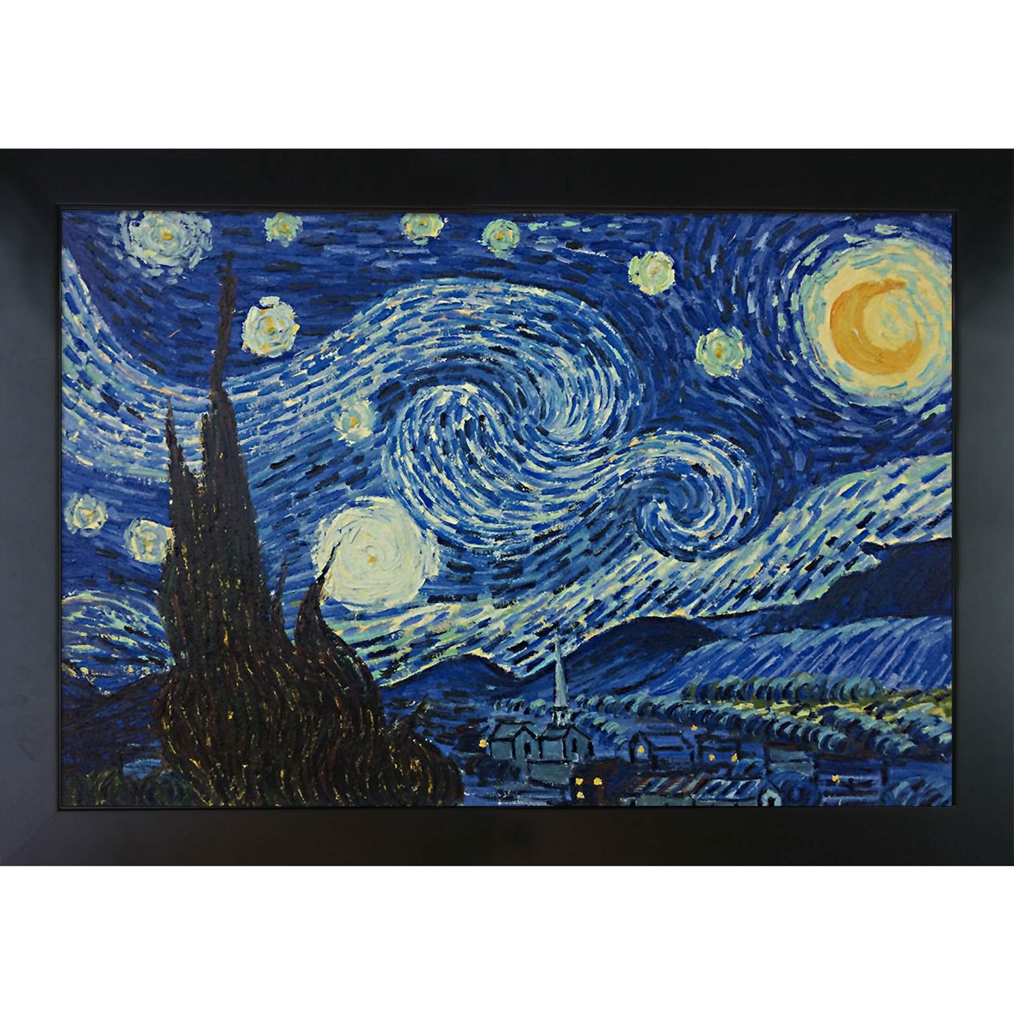 overstockArt VG1541-FR-137B24X36 Vincent Van Gogh Starry Night 24-Inch by 36-Inch Framed Oil on Canvas