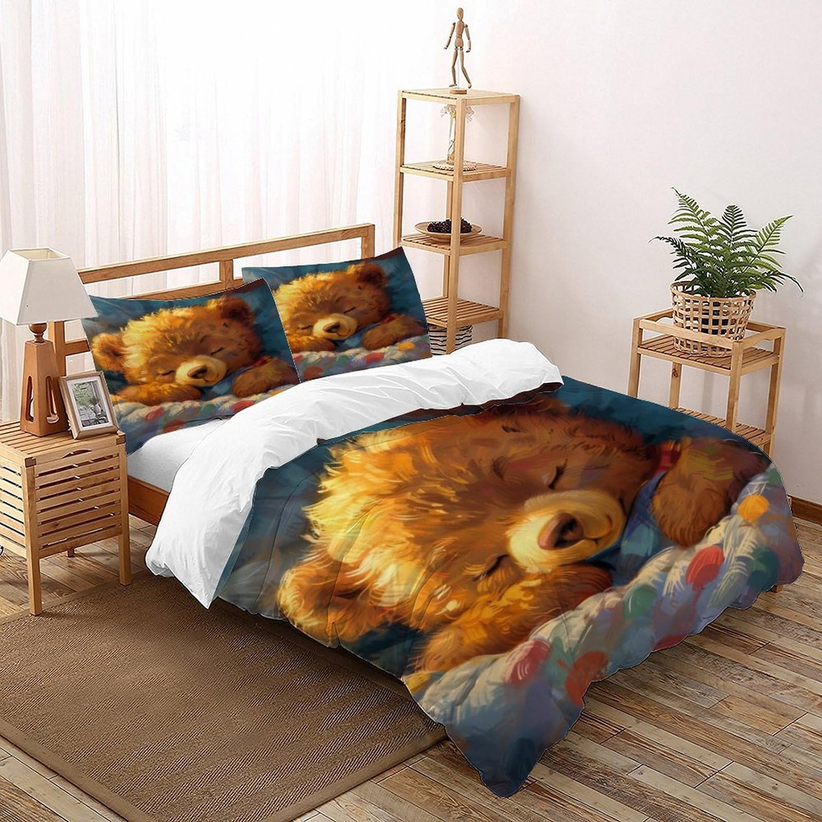 Parure de lit ours en peluche housse de couette wildlife 200x200cm
