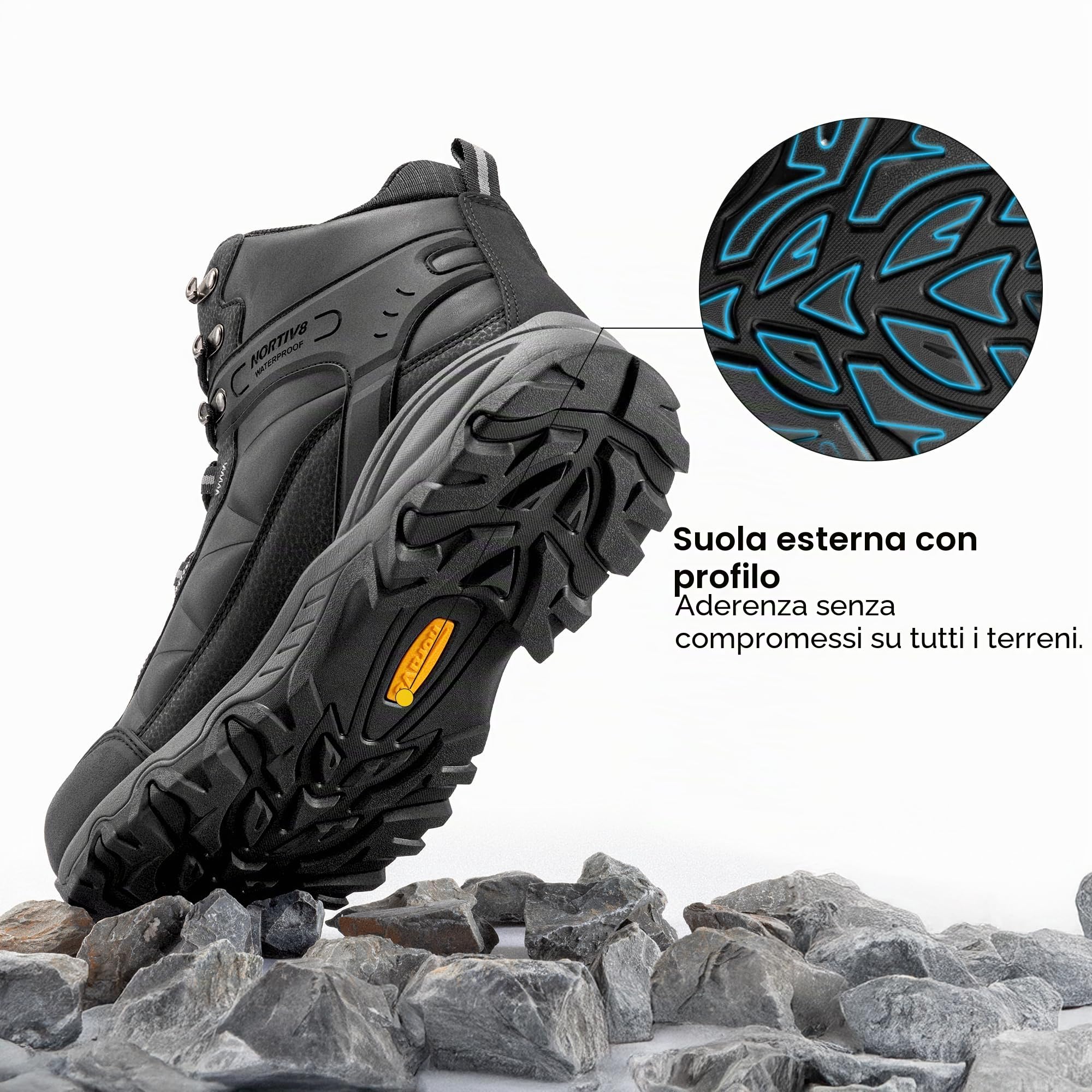 NORTIV 8 Scarpe da Trekking da Uomo Stivali da Esterno Scarponi da Trekking Scarponi da Trekking Impermeabili Stivali da Arrampicata Alpinismo