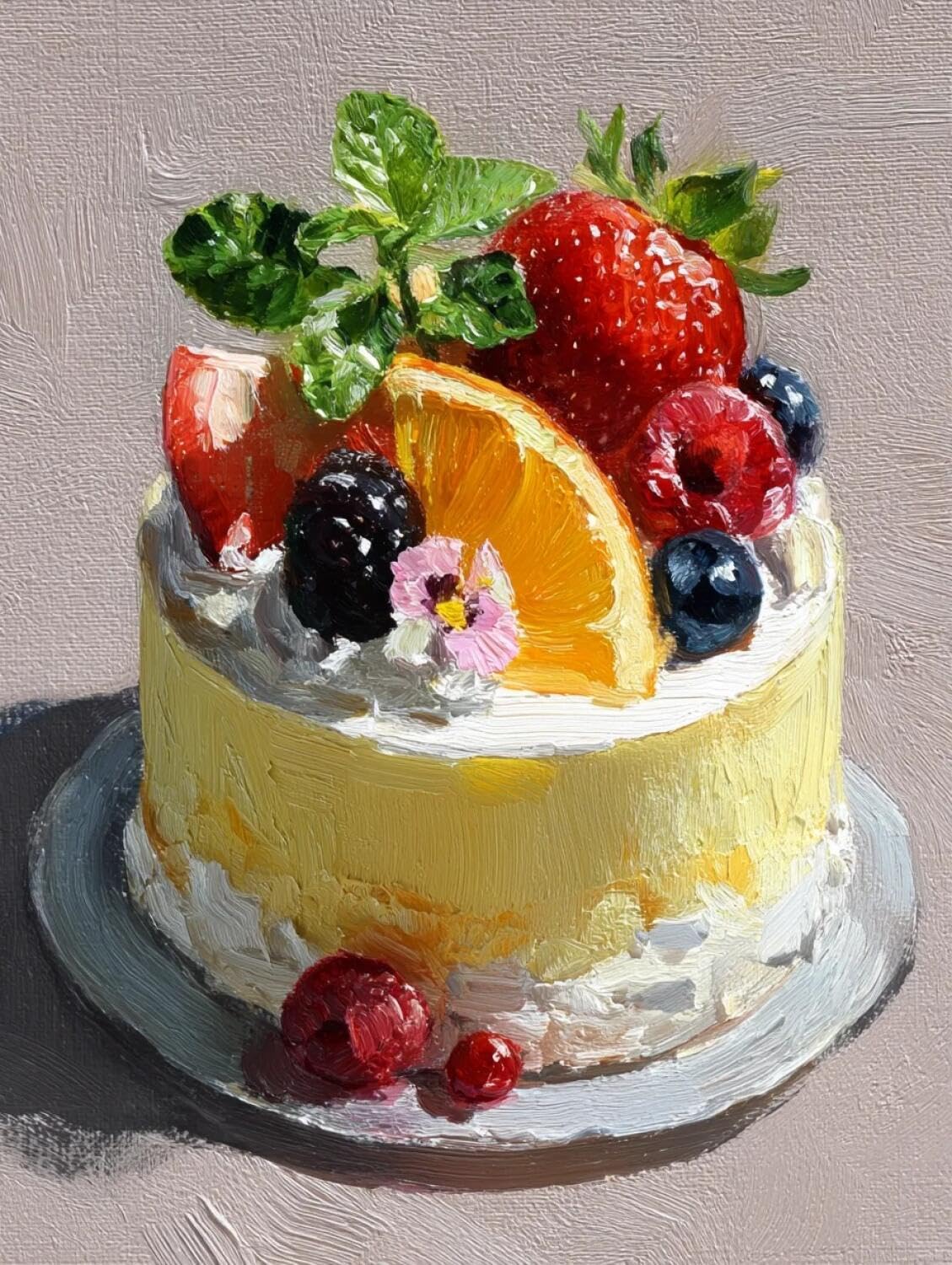 AxiangziK DIY Cross Stitch Kit Fruit Cake 11CT 40x50cm