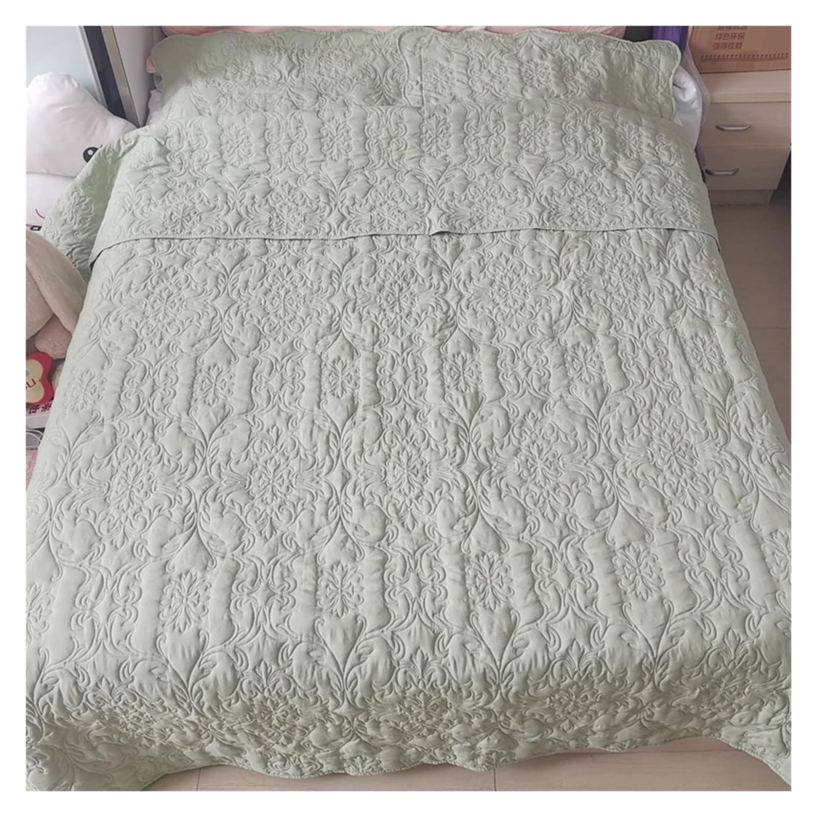 Colchas Acolchadas 3 uds/1 Juego de colcha acolchada, funda de cama de 220x240cm, colcha decorativa de lujo, colcha tamaño King en la cama Ligera Colcha Cubrecama De Microfibra(BROWN,3pc 220x240cm)