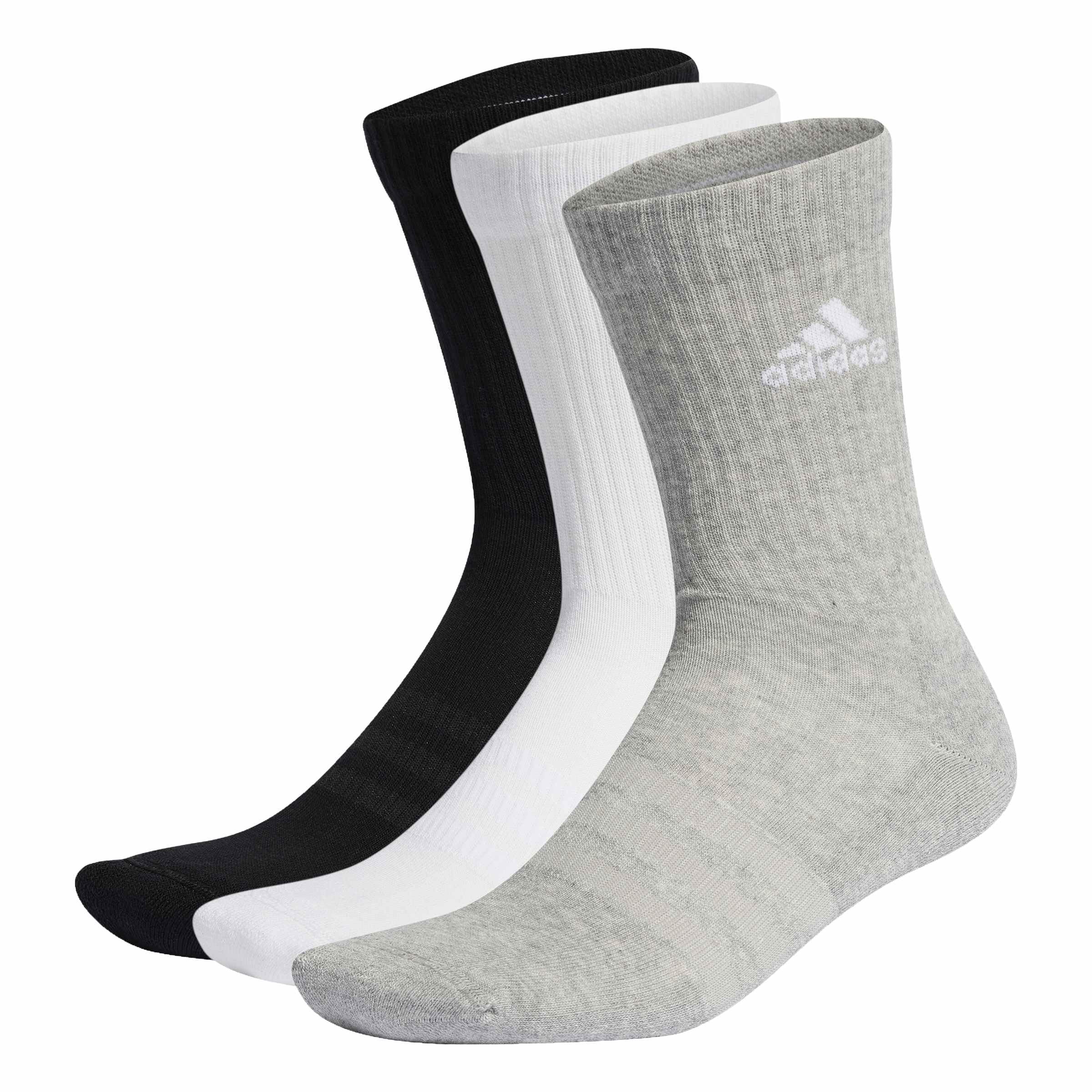 adidas Unisex - Adulto Cushioned Crew Socks 3 Pairs, Medium Grey Heather / White / Black, 4.5-6