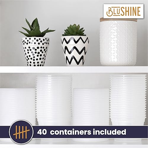 Miniatura 7 de BluShine 36 juegos Contenedores de almacenamiento de alimentos de plástico deli de 16 oz. con tapas herméticas a prueba de fugas - Reutilizable -