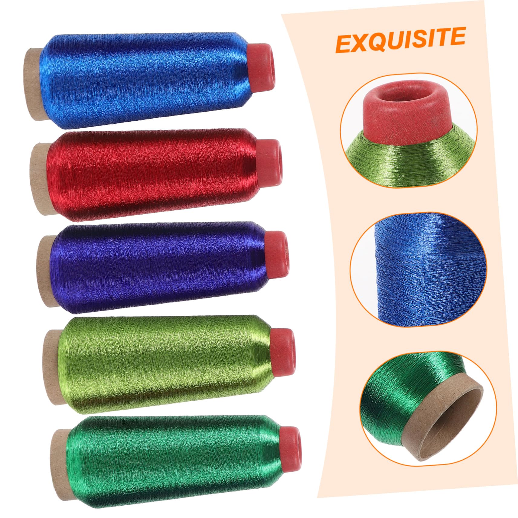 Computerstickgarn 5 Rollen Polyester für Kreuzstich | Multifunktionsgarn, für Kinder und Kinderzimmer, Geeignet für Shop Einsatz Zufällige Farbe