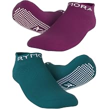 Rymora Non Slip Anti Skid Grip Socks 2 Pairs Perfect for Pilates, Yoga, Barre, Dance, Martial Arts, Trampoline, Fitness & Home