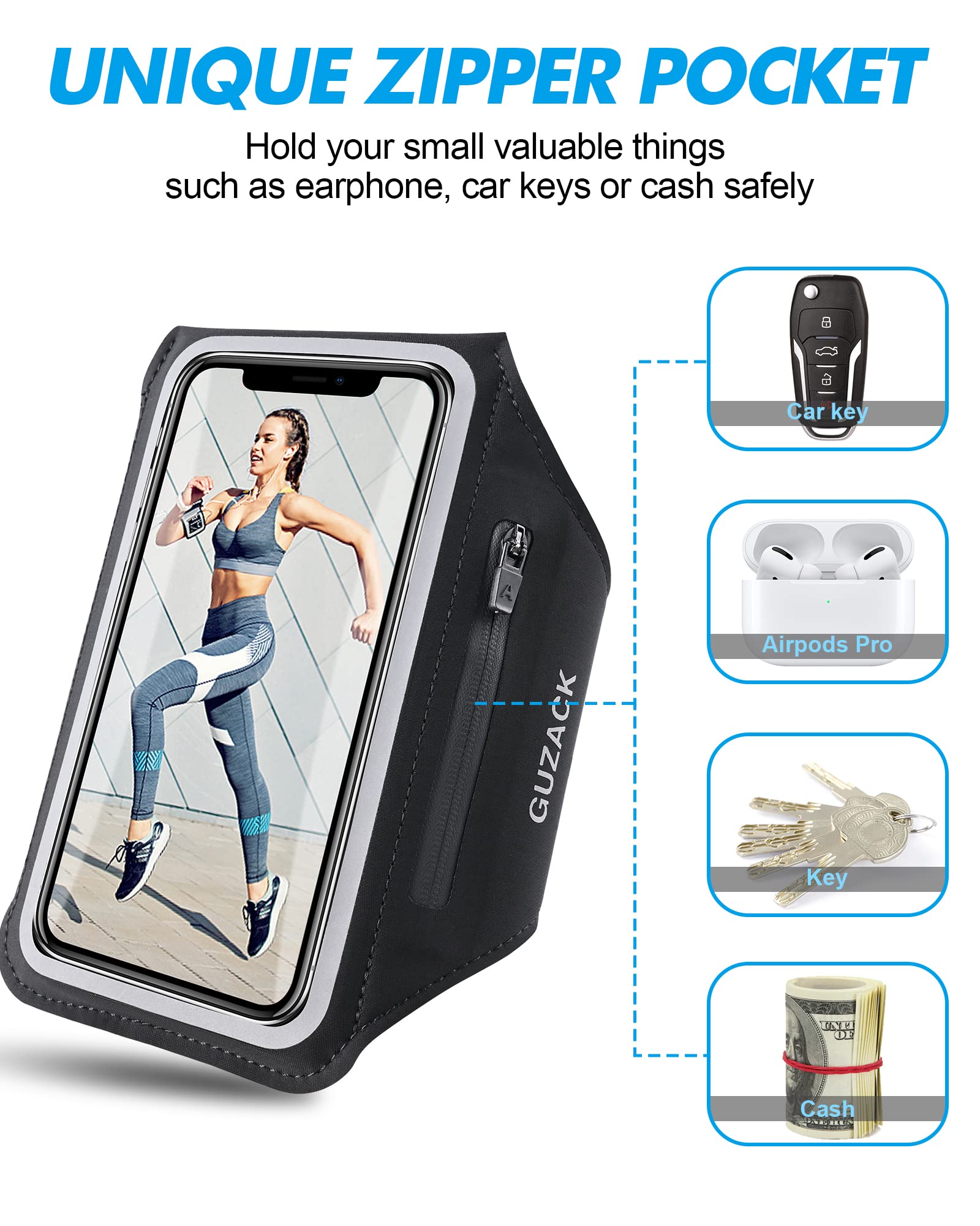 Laufarmband Für IPhone X Bis 14 Pro Max | Touchscreen Tasche, 360° Schutz, Bequem