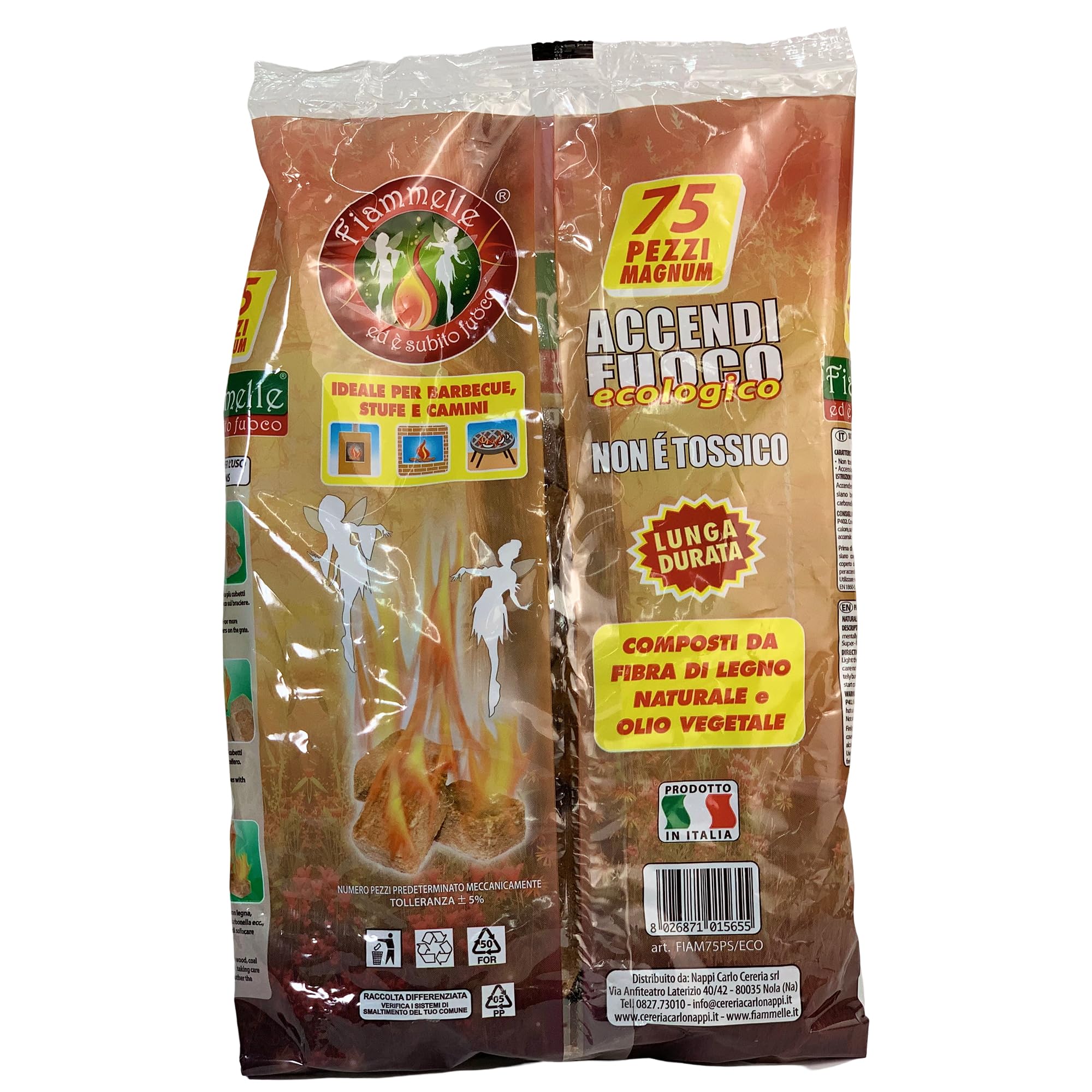 Sicignano - Allume-feu écologique Magnum - 75 pièces, solution écologique et sûre pour allumer les barbecues, poêles et cheminées de manière durable et simple