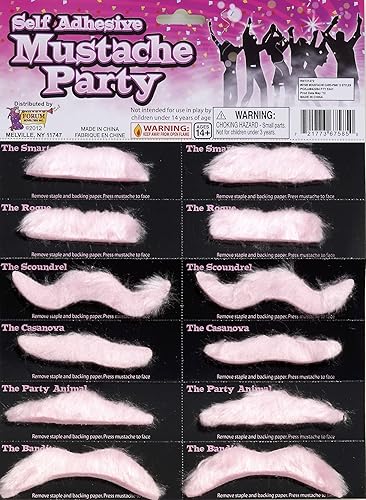 Forum Novelties - Juego de bigotes autoadhesivos color rosa