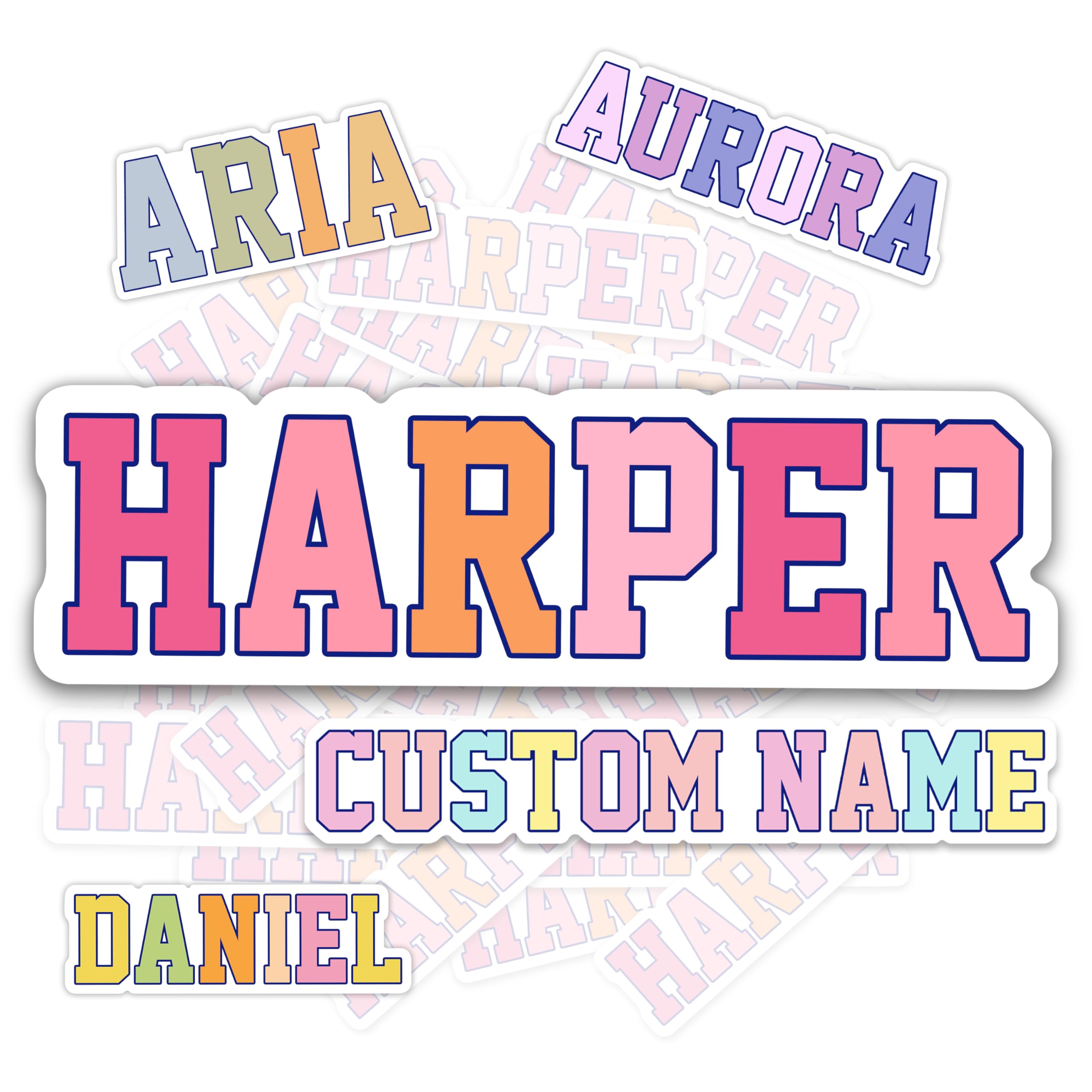 GerfuArt Custom Name Cute Stickers - Colorful Waterproof Vinyl Decals for Laptops, Hydro Flasks, Phones, Water Bottles, Notebook, Helmet, Tumbler -