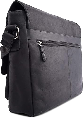 Miniatura 3 de LEABAGS Maletines de cuero para hombre - Bolso Cambridge de cuero genuino para portátil de 15 pulgadas - Bolso de mensajero vintage