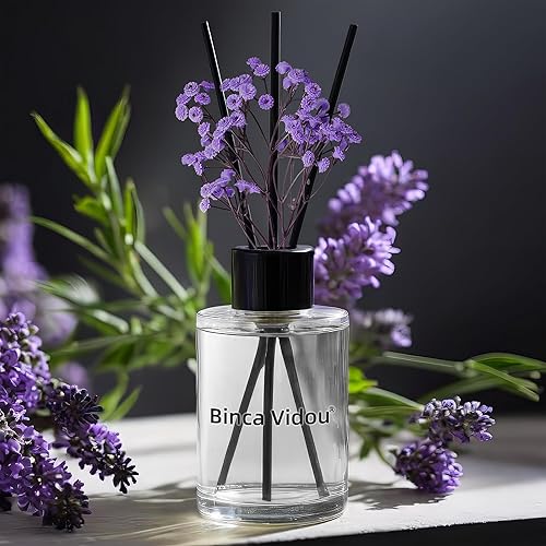 Miniatura 2 de binca vidou - Difusor de aceite de junco, juego de difusores de aceite de caña de lavanda para decoración de oficina, dormitorio, sala de estar,