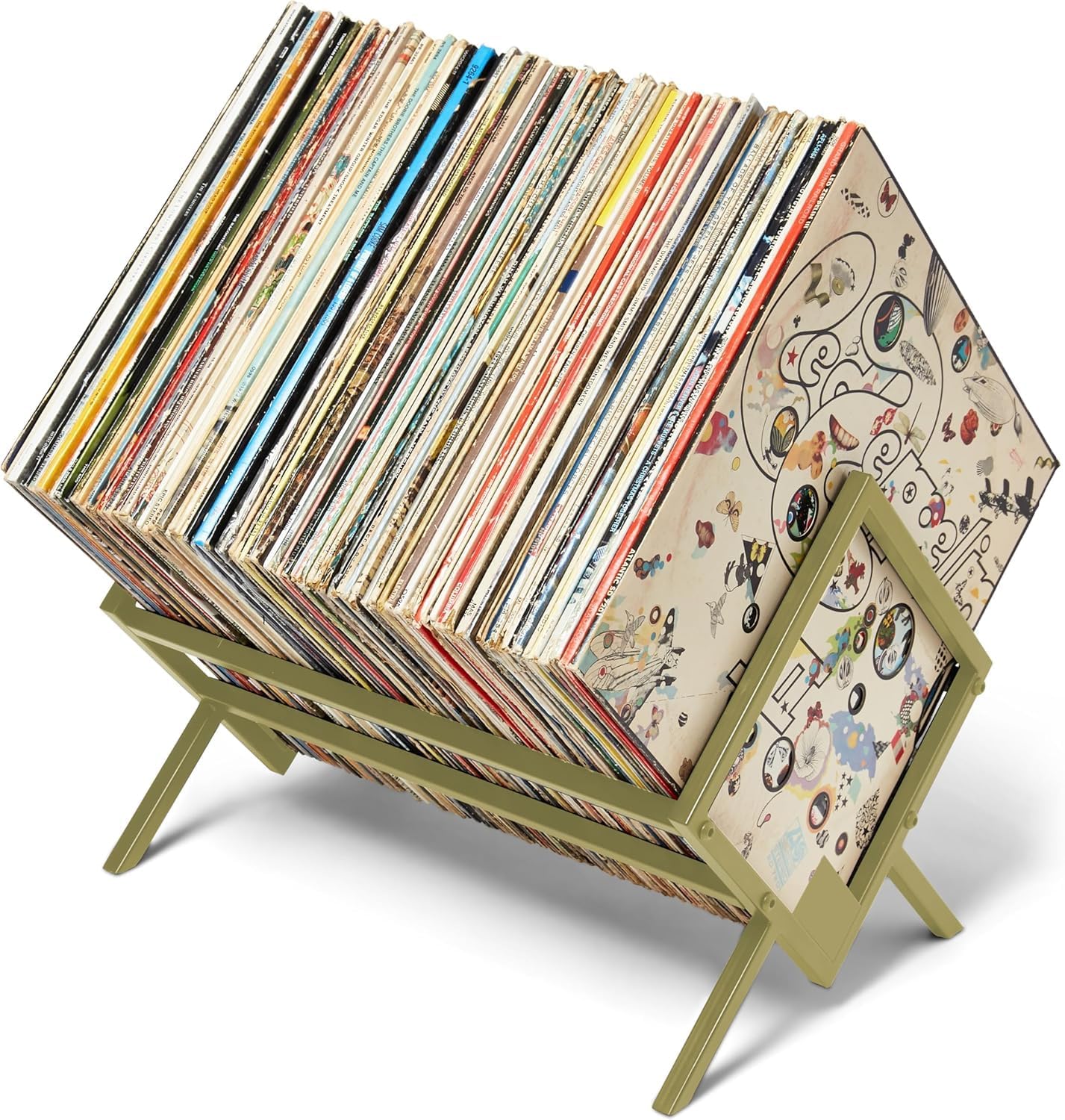 OGFC 56695 VINYL Record Holder - Gold Metal - 80-100 LP Storage - Simple, Quick Assembly - Vinyl Display, Storage - High-End Design - Protects Vinyl - Organize Albums - Book, Magazine, Files-image-19