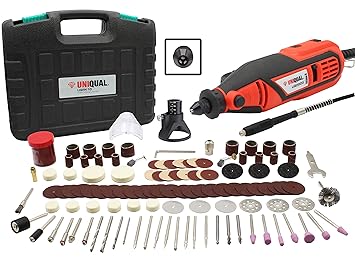 UniQual 140pcs Universal Chuck Rotary Tool Kit Die Grinder with Flexible Shaft | Drill Locator | Safety Shield | Cutting|Drilling|Engraving| Industrial and DIY with 6 months warranty