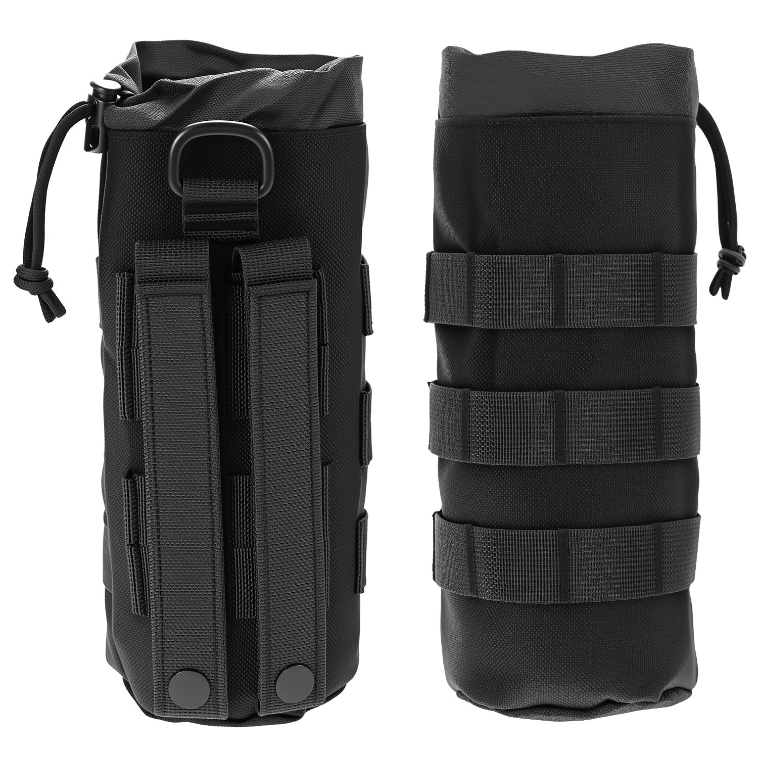 QWORK® 2 Pezzi Borsa Porta Borraccia Tattica con 4 Ganci, 24 * 10 CM, Resistente all'Acqua, per Escursionismo, Ciclismo e Sport All'aperto