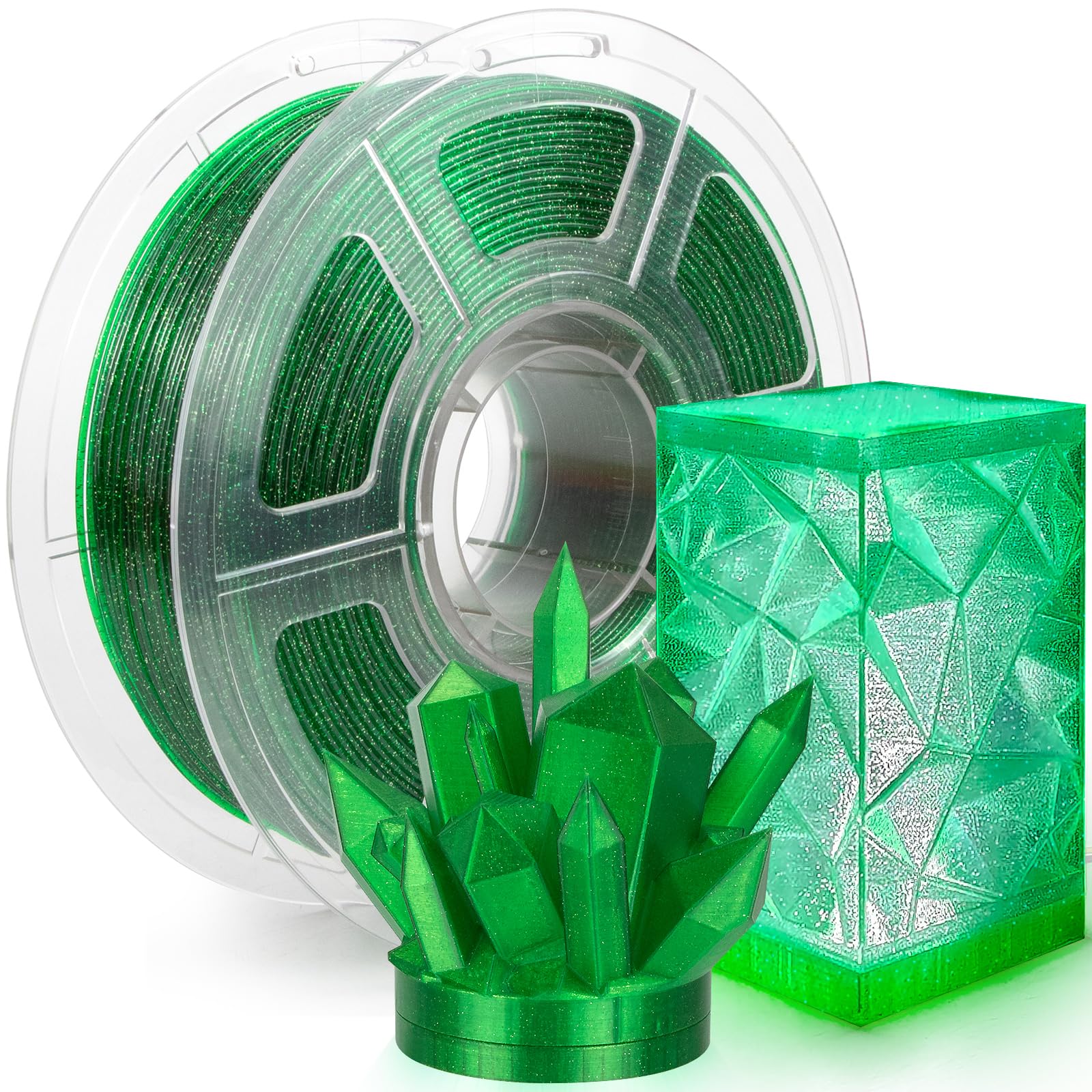IEMAI PETG Filament 1.75mm 1Kg, Flammpunkt Transparent PETG Grün, High Speed 3D Drucker Filament, Maßgenauigkeit +/- 0,02 mm