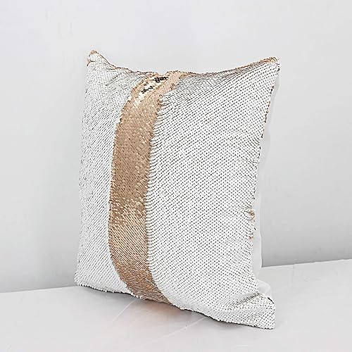 Miniatura 2 de JYFLZQ Fundas de Almohada de Lentejuelas para Sublimación en Blanco 16''x16'' - Juego de 2 Fundas de Cojín de Lentejuelas Reversibles con Efecto