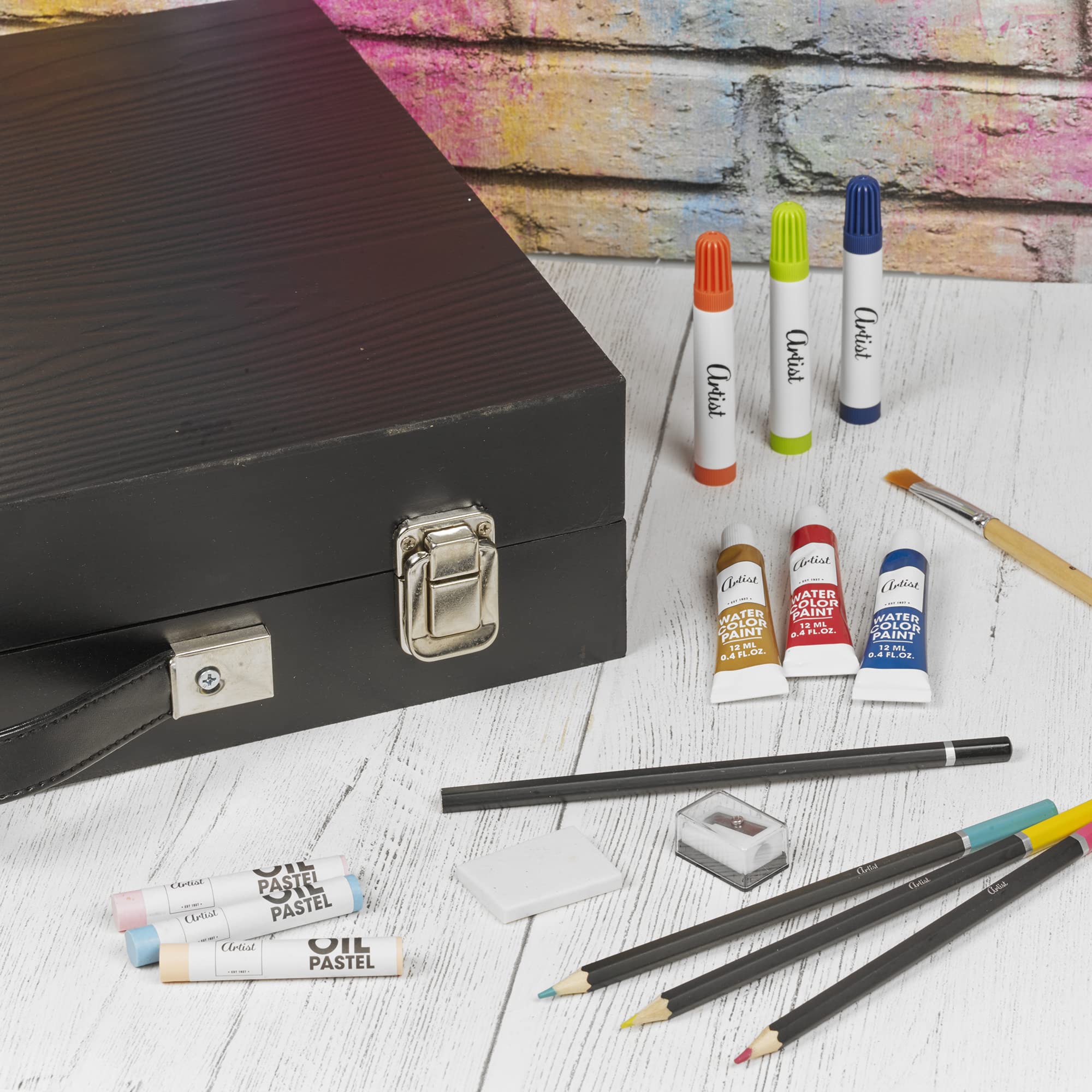 Zenacolor Mixed Media Art Set XXL With Professional Wooden Case (150 Pieces) - Art Supplies For Painting, Drawing, And Coloring - Pastels, Acrylic - View #3