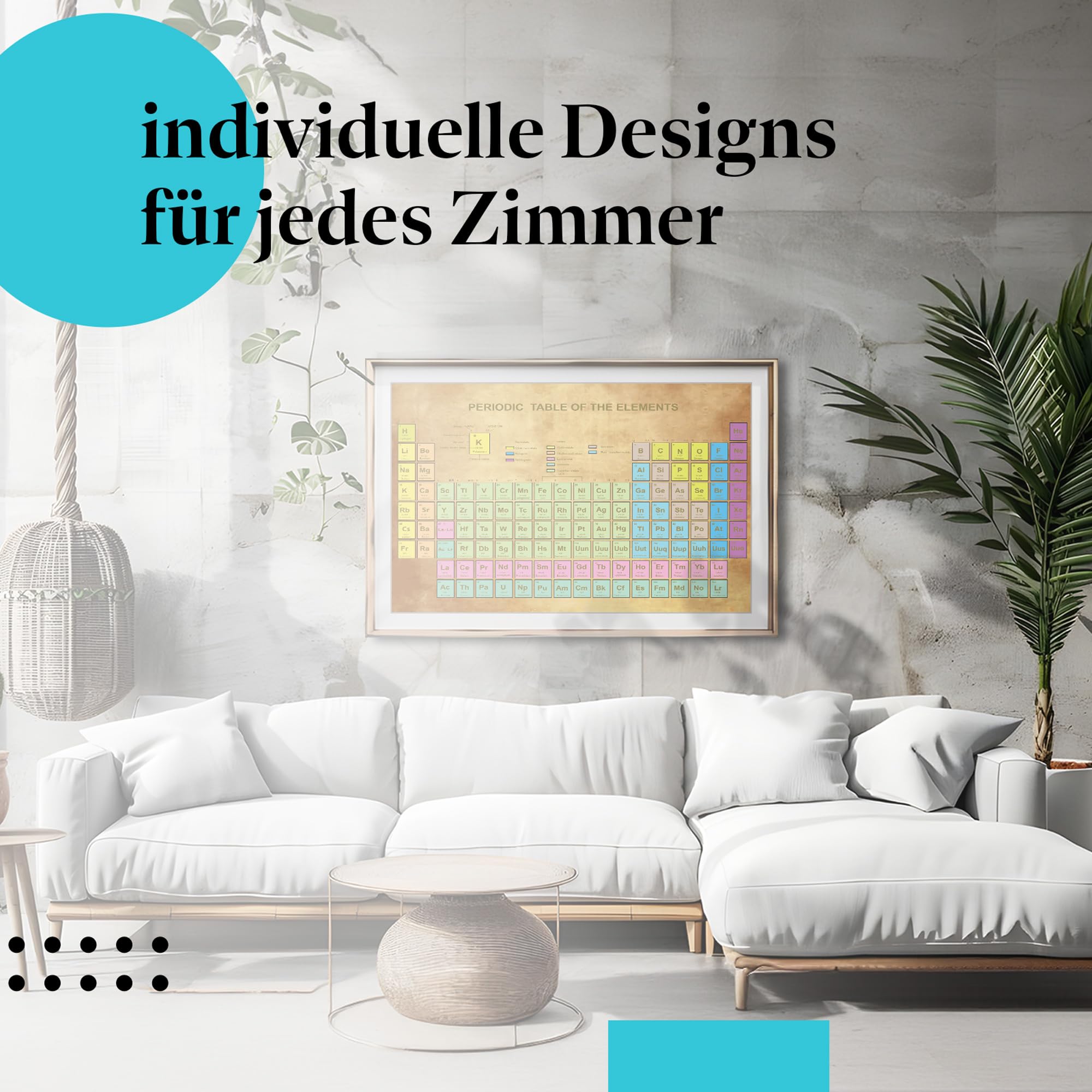 Postereck - 0614 - Periodensystem, Elemente Studium Schule Chemie - Unterricht Klassenzimmer Schule Wandposter Fotoposter Bilder Wandbild Wandbilder - Leinwand - 75,0 cm x 50,0 cm