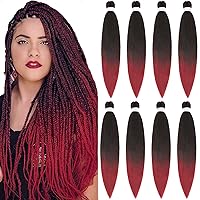 Vista 13 de Alrence Cabello trenzado preestirado largo de 30 pulgadas – 8 paquetes de extensiones de cabello trenzado profesional, trenzas de crochet de fibra