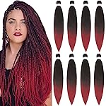 Alrence Pre Stretched Braiding Hair Long Braid 26 Inch 8 Packs Professional Braiding Hair Extensions Synthetic Crochet Twist Braids (26 Inch, T1B/Bug)