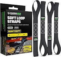 Rhino USA Soft Loop Tie-Down Straps (4-Pack) 1.6x17 Inch 5000 lbs Break Strength - Heavy Duty Handlebar Anchors for ATV UTV Dirt Bike (Black)