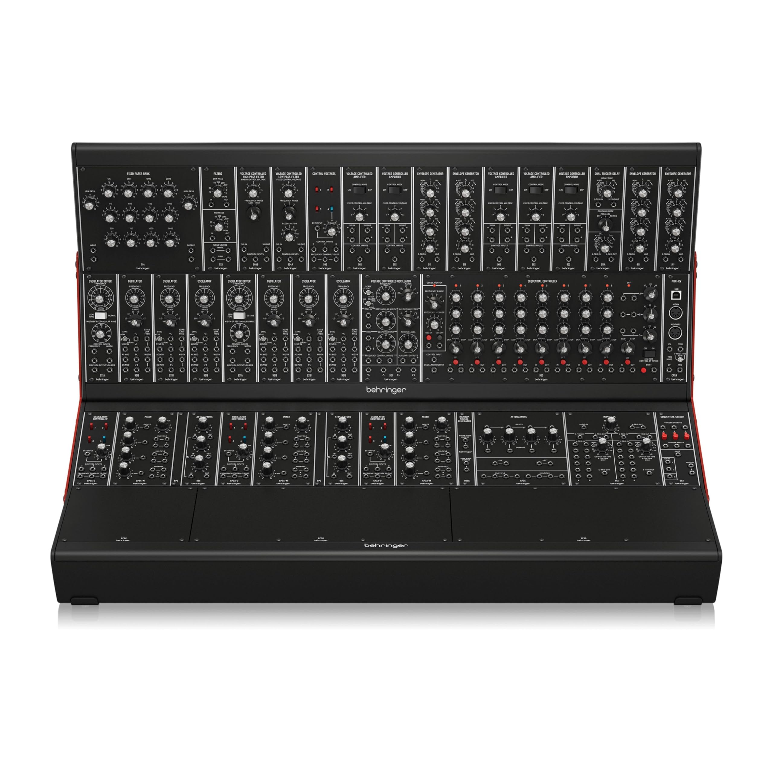 Behringer SYSTEM 55 Sintetizzatore modulare completo "System 55" con 38 moduli, convertitore da MIDI a CV e 2 custodie EURORACK GO