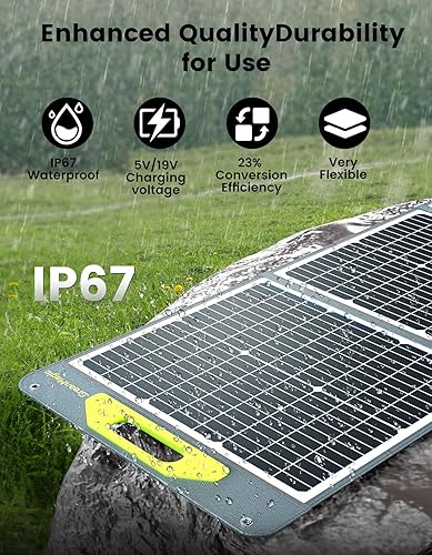 Miniatura 4 de Greenmagic - Panel solar portátil de 200 W, panel solar plegable de 200 W, ligero con soportes para el hogar, camping, barco, cobertizo, granja,