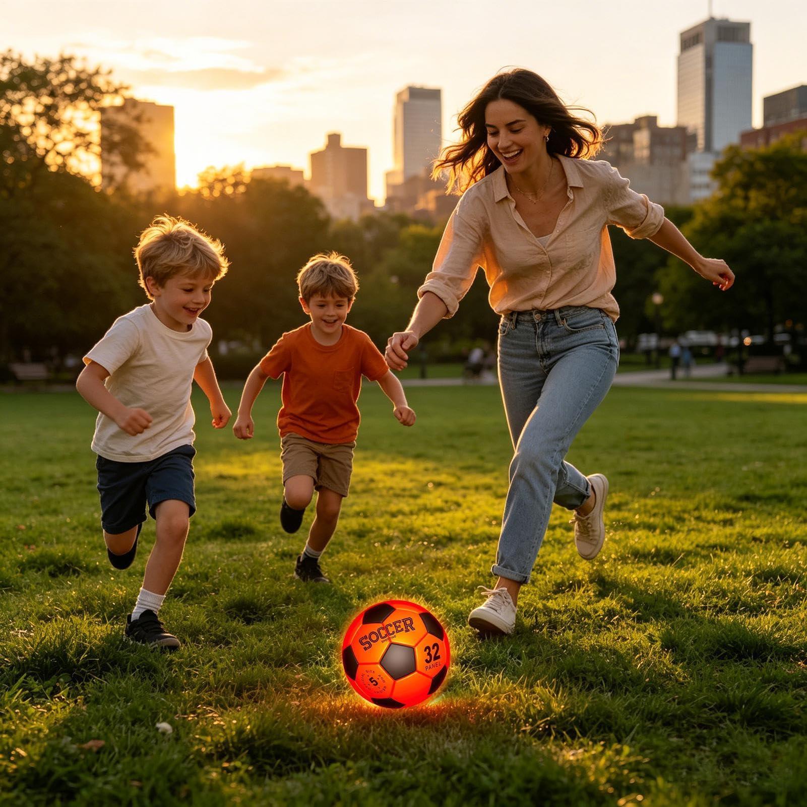 Pallone da Calcio Illuminato Pallone Ricaricabile con Pompa | Giochi di Calcio LED Luminosi Per Ragazzi Adolescenti Adulti Esterno Giardino Prato Cortile Percorso Spiaggia Compleanno