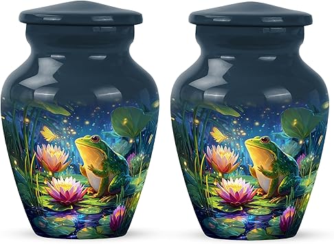 FASHIONZAADI Brilliant Frog Little Memorial Urns for Human Ashes Men and Women, Small Cremation Urn for Human Ashes Keepsake, Pair of Mini Keepsakes 3"
