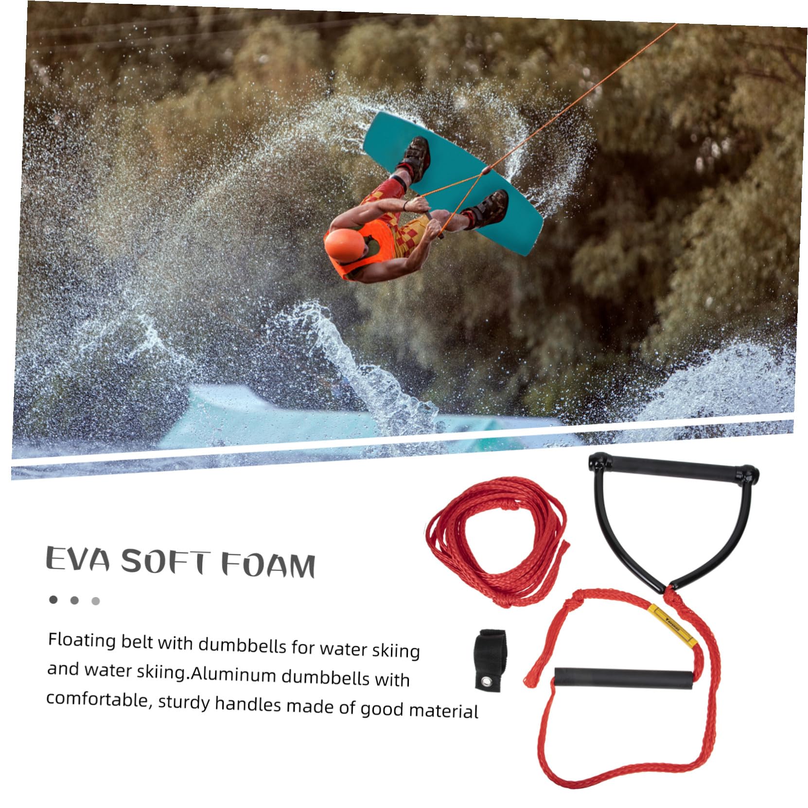 Wasserski Seil mit Griff Abriebfestes UV beständiges Zugseil für Wassersport Hellfarbig Robust und Langlebig Geeignet für Wakeboard Ski Board und Bootsschleppseil Praktisches