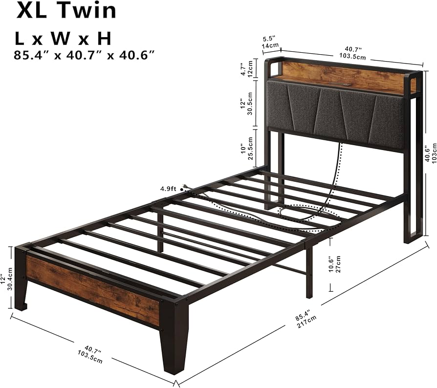 Amazon.com: LIKIMIO Twin XL Bed Frames, Storage Headboard with