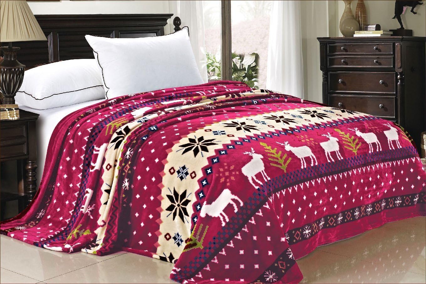 BNF Home Christmas Collection Flannel Fleece Blanket, Queen