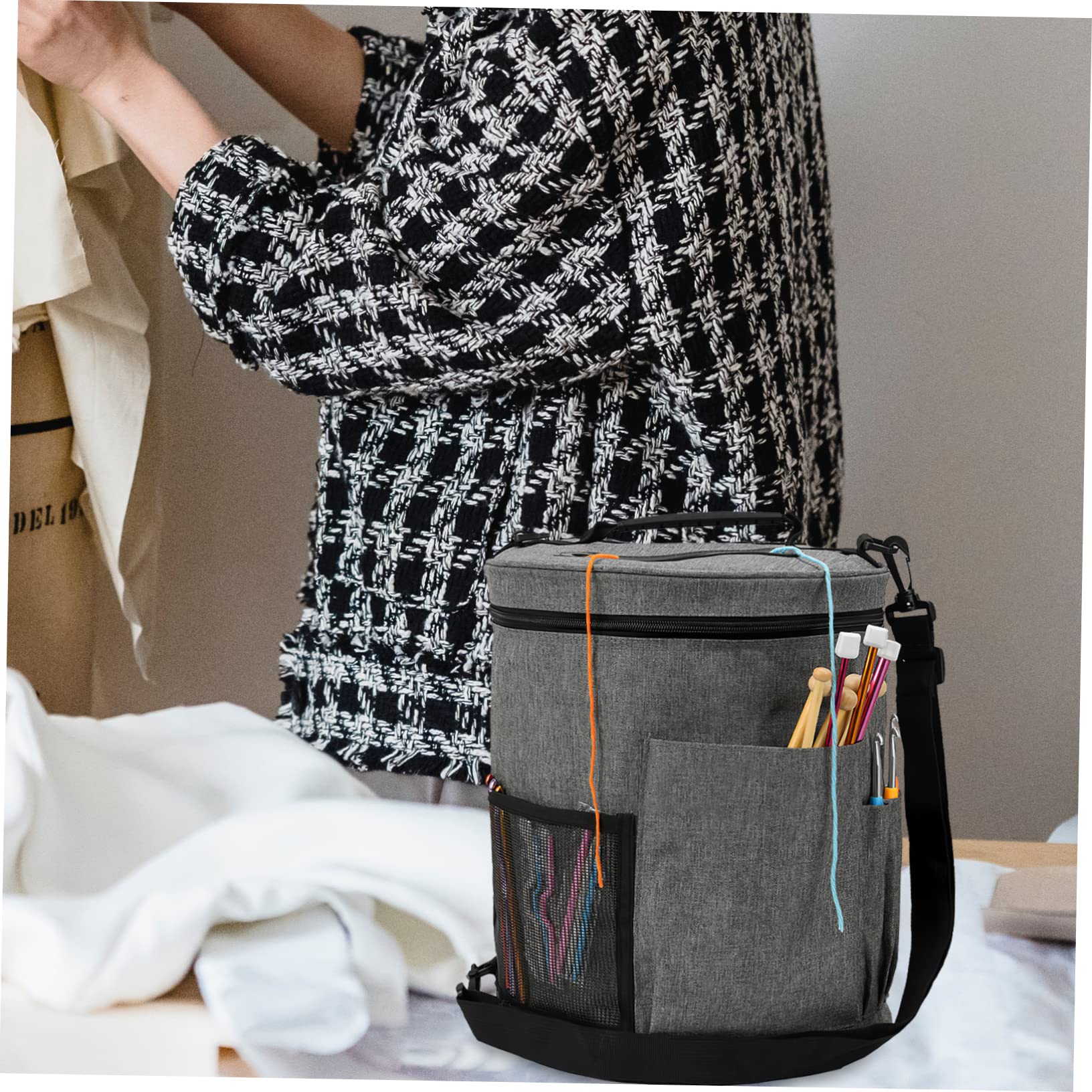 BESPORTBLE Organizer per Filati di Lana Borsa Portaoggetti per Uncinetto Scomparti Principali Contenitori per Gomitoli di Filato Porta Filati per Uncinetto Chiusura Lampo Resistente