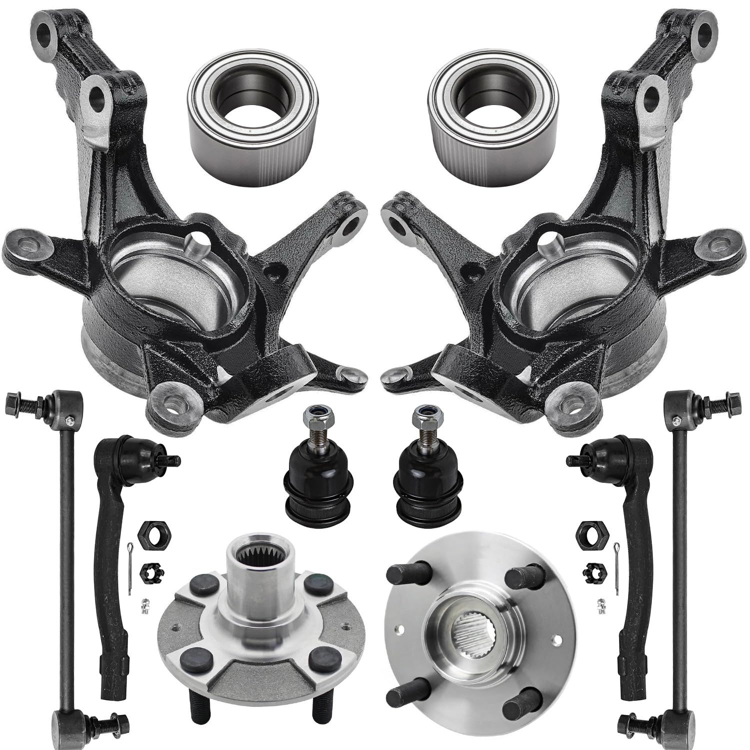 Detroit Axle - 12pc Front Loaded Knuckles Kit for 2014-2017 Hyundai Accent