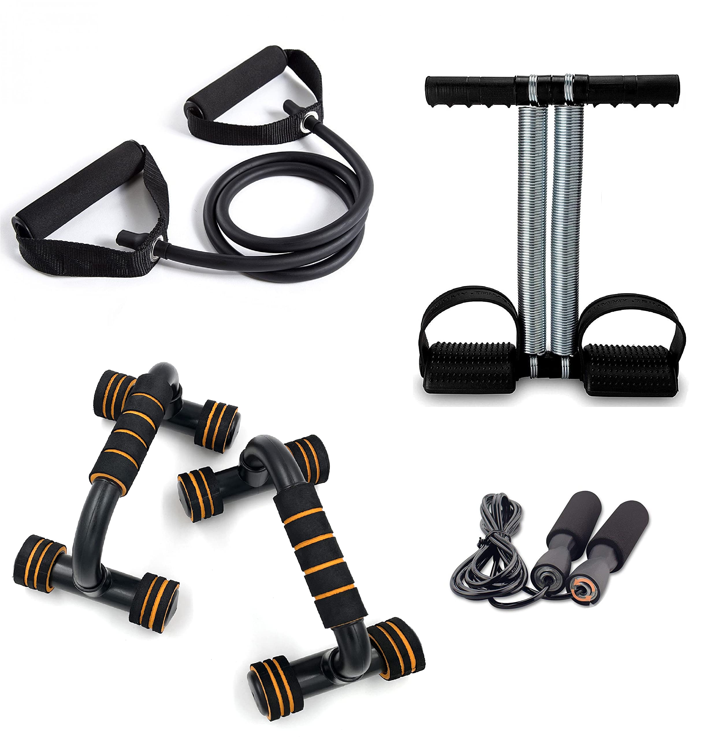LIVOX Single Toning Resistance Tube, Tummy Trimmer, Push up Bar and Skipping Rope Combo for Men Women Home Gym Kit Combo Full Body Gym Exercise Equipment Set for Home Workout (Multi) (B09MVWWT14) Amazon Price History, Amazon Price Tracker