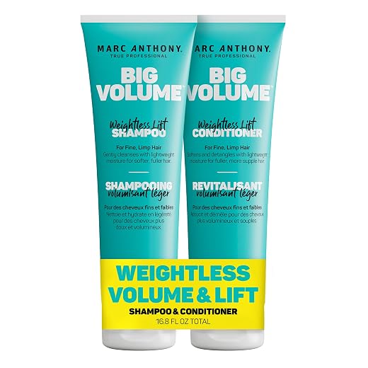 Marc Anthony Big Volume, Shampoo & Conditioner Set for Fine & Flat Hair | Lightweight Volumizing Shampoo & Conditioner for Volume, Root Lift, Detangling & Softening - Paraben, Sulfate Free