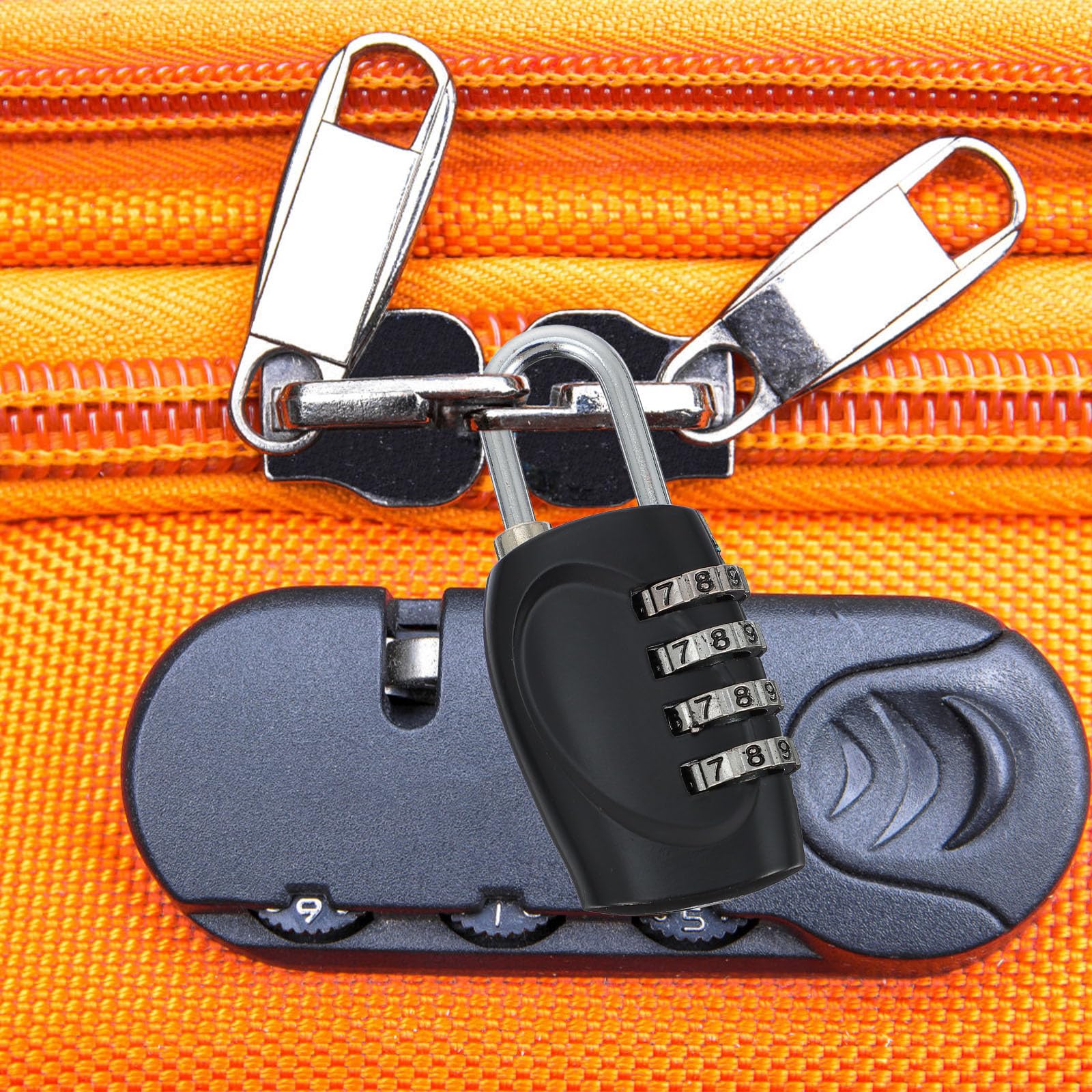 Lot de 6 cadenas à combinaison à 4 chiffres pour l'extérieur, serrure de porte, serrure de valise, serrure de voyage pour l'école, la gym, le sport, casier, clôture, boîte à outils, étui, moraillon de