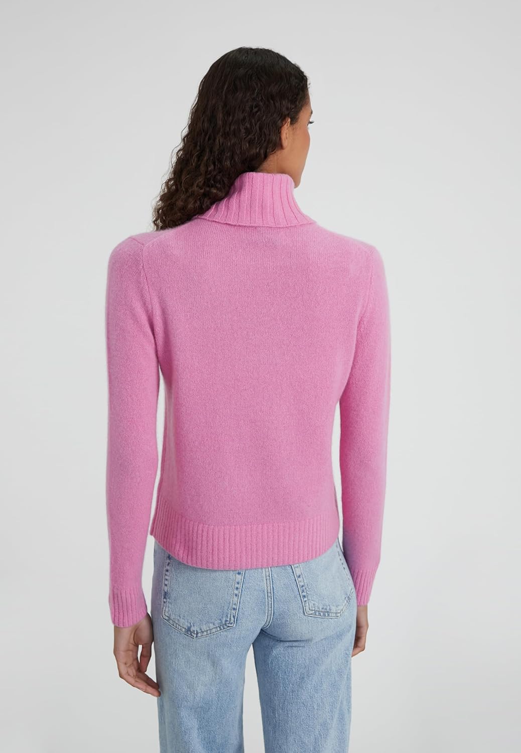 Style & Republic Women's 100% Cashmere Turtleneck Sweater, Regular Fit, Premium Knit Jumper for Autumn, Winter and Spring, Candy Pink, Large - Image 2